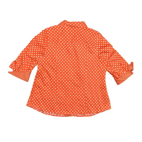 Lane Bryant Orange Button-Up Top Plus Size 20 Cotton 3/4 Sleeve Polka Dot - Picture 2 of 7